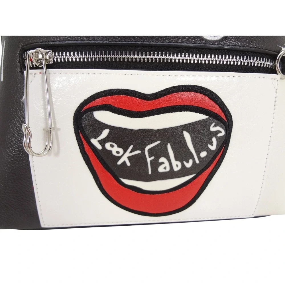 Danielle Nicole Disney Cruella Mini Backpack Black White NEW Pom Pom